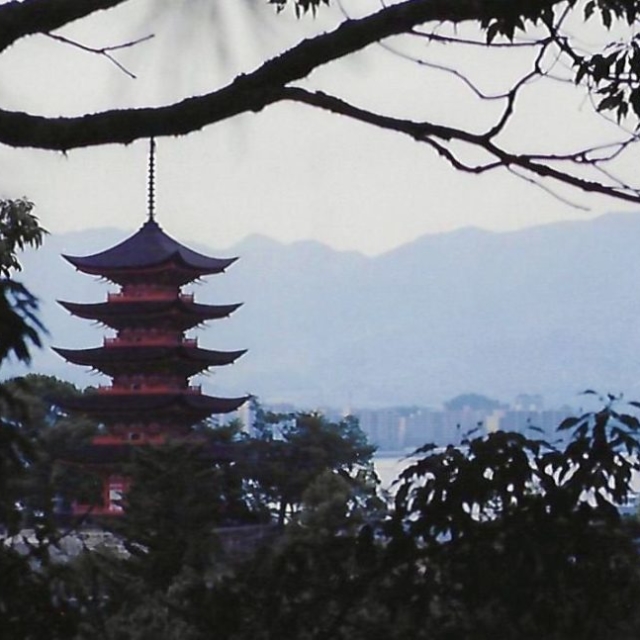 View of 5 story pagoda from Momiji Walking Path