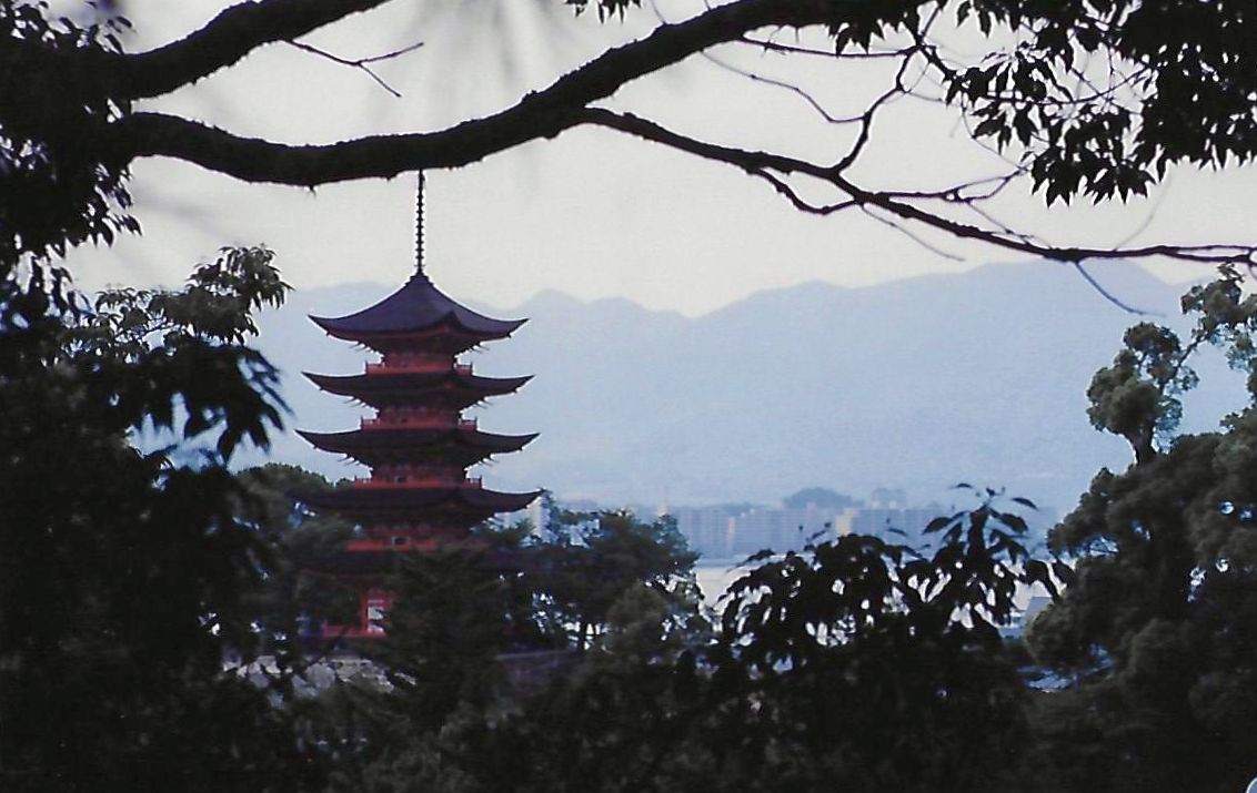View of 5 story pagoda from Momiji Walking Path